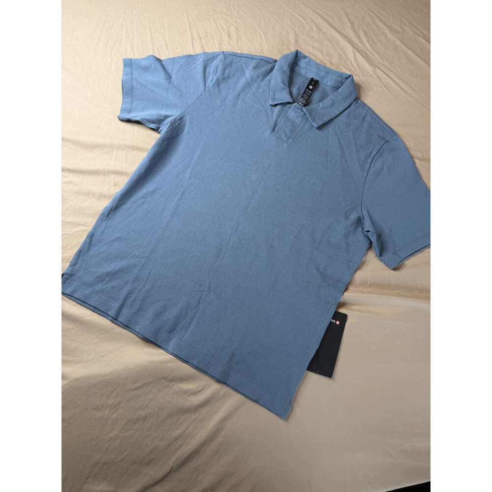 Lululemon Pique Performance Johnny Collar Polo Shirt Men's L Blue NWT